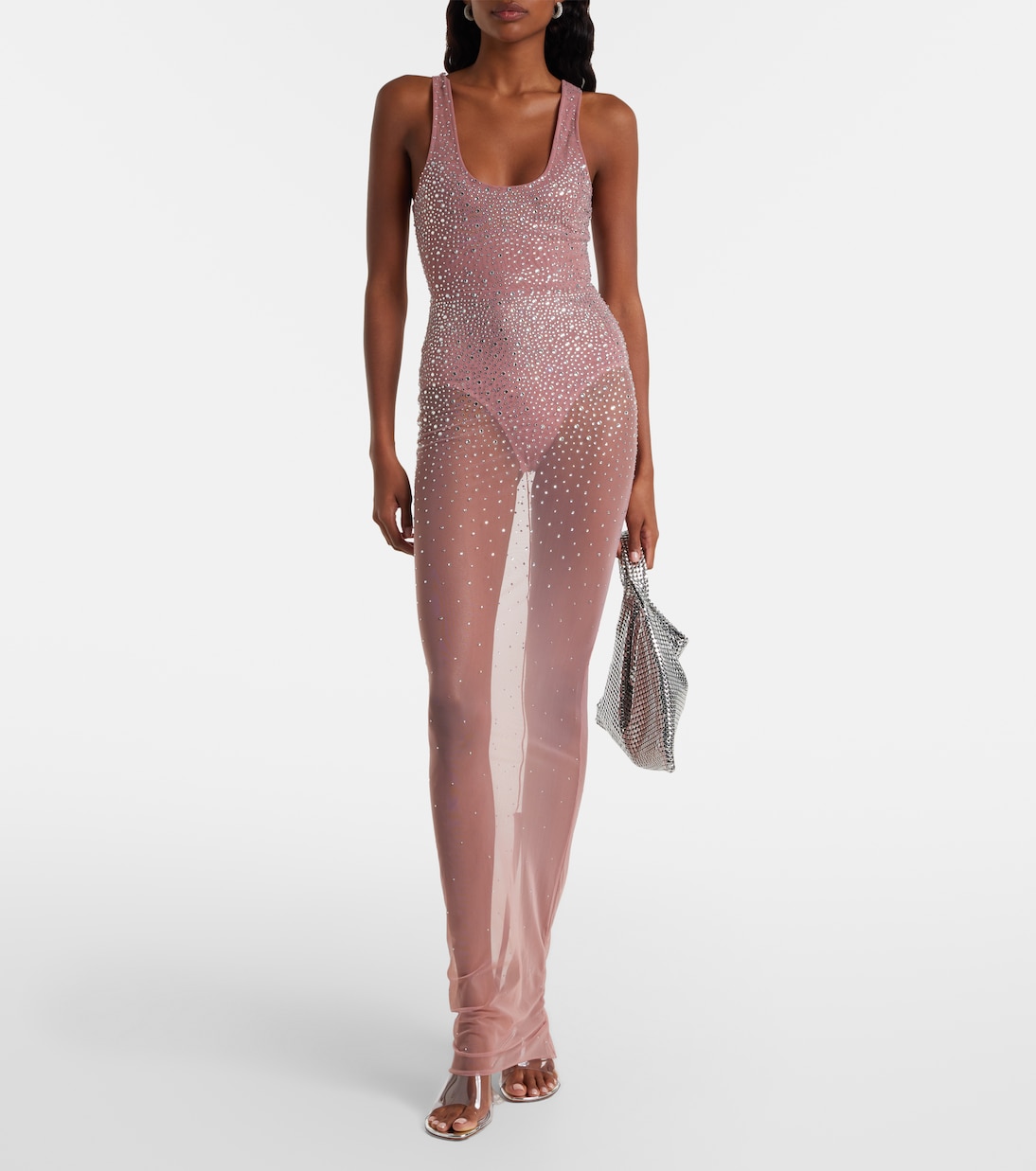 Crystal-embellished mesh maxi dress | Alex Perry