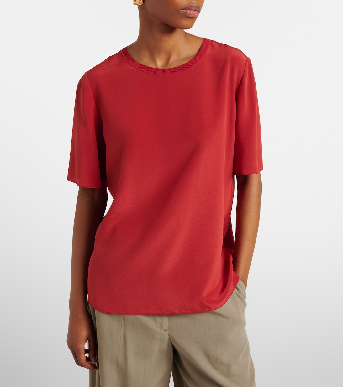 Rubin silk crêpe top | Joseph