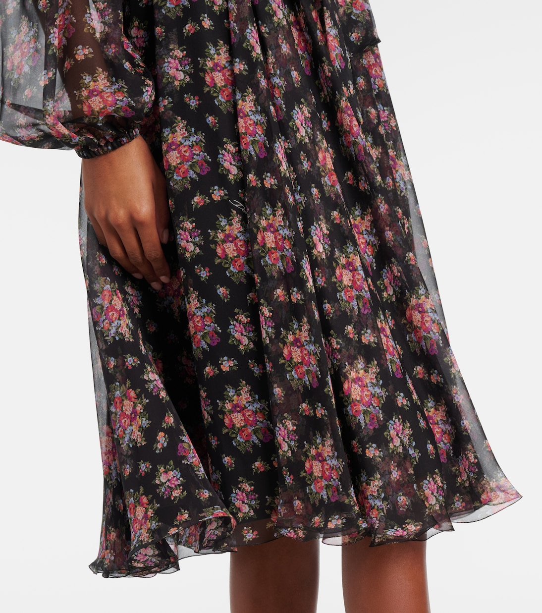 Floral shirred silk midi dress | Dolce&Gabbana