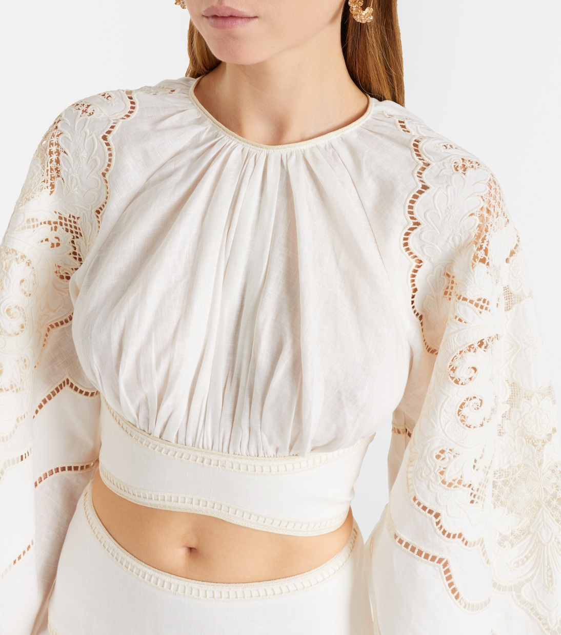 Daylight embroidered linen crop top | Zimmermann