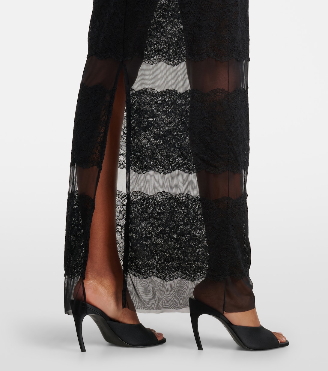 Off-shoulder lace tulle maxi dress | Blumarine