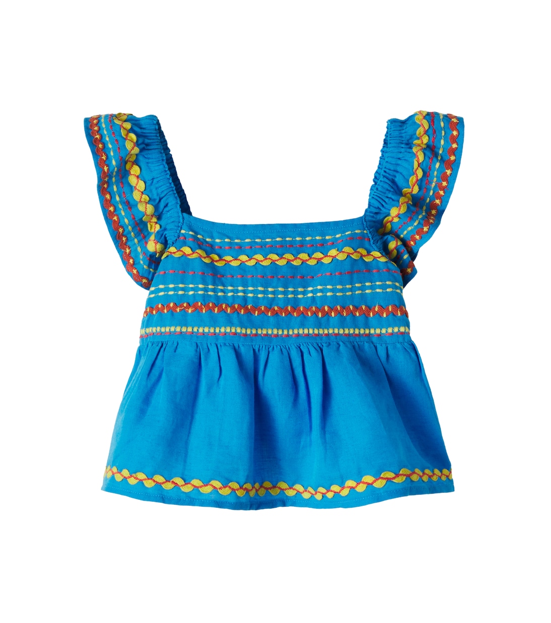Embroidered shirred linen and cotton top | Stella McCartney Kids