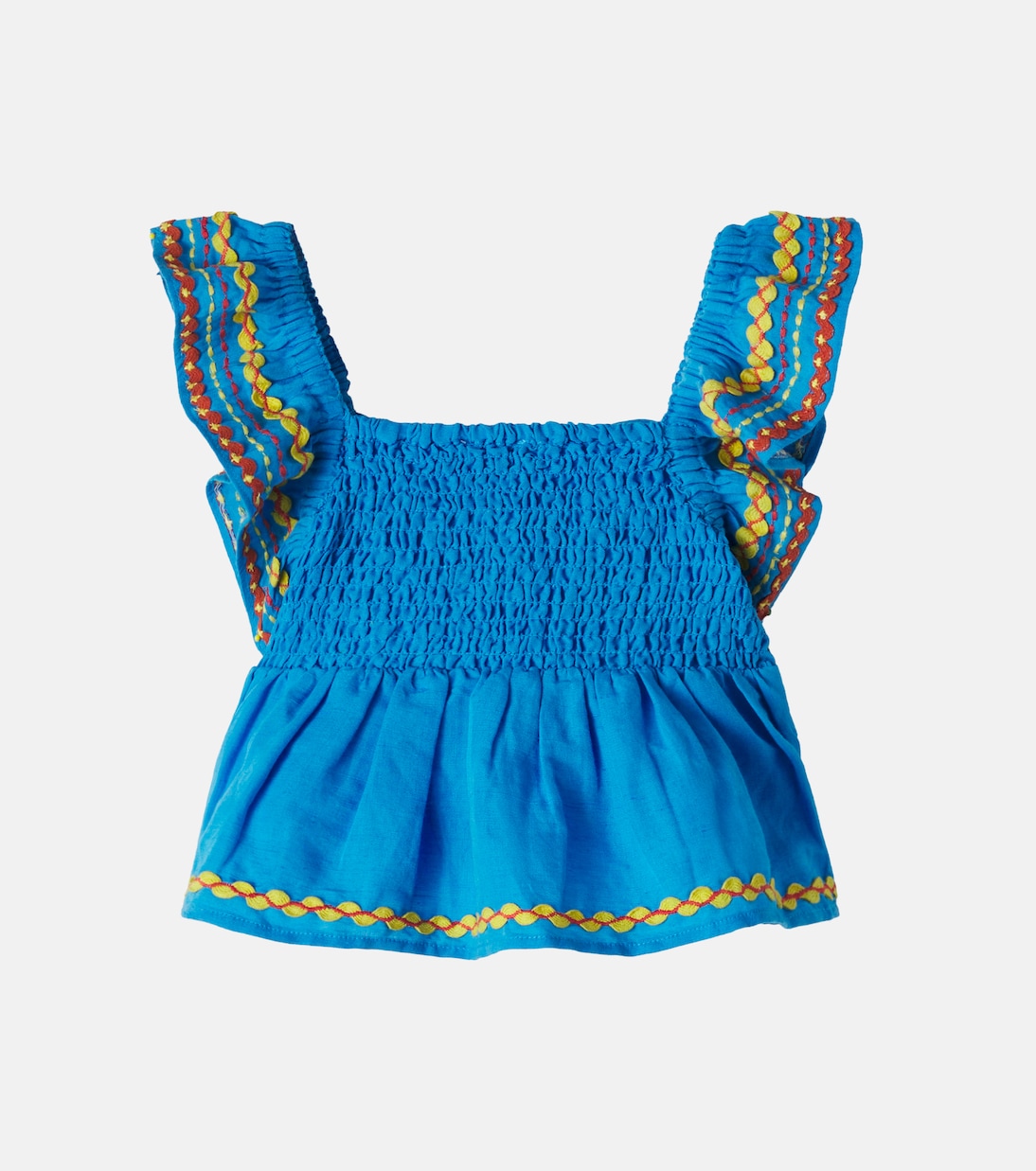 Embroidered shirred linen and cotton top | Stella McCartney Kids