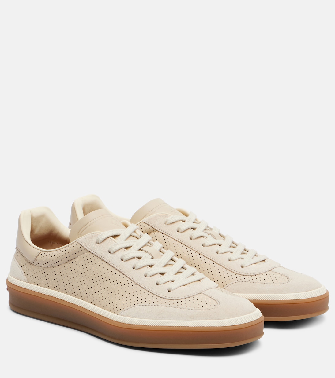 Tennis suede-trimmed leather sneakers | Loro Piana