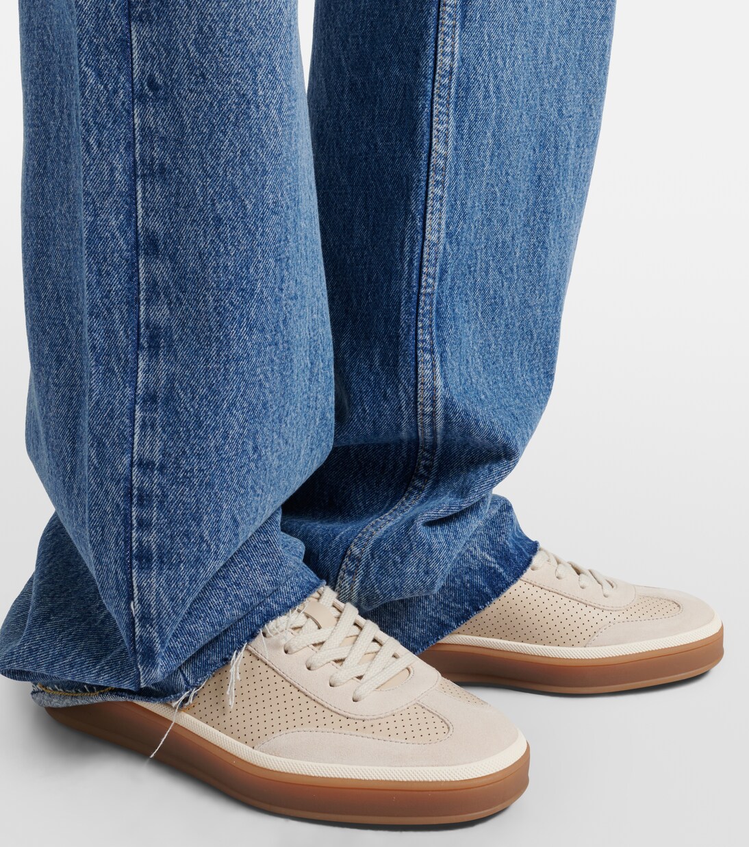 Tennis suede-trimmed leather sneakers | Loro Piana