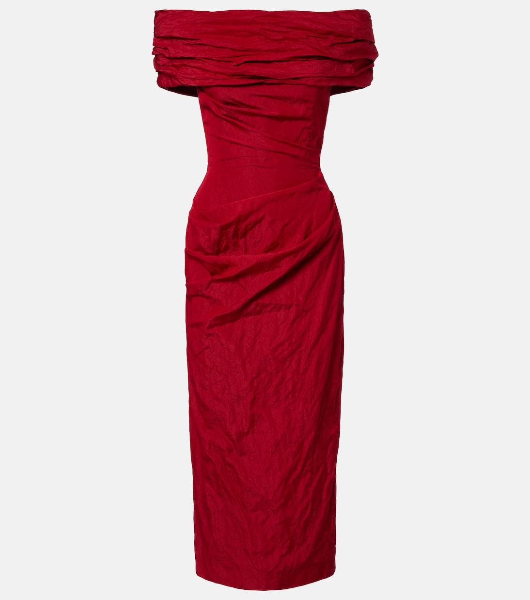 Vestido midi de mezcla de algodón drapeado | Magda Butrym