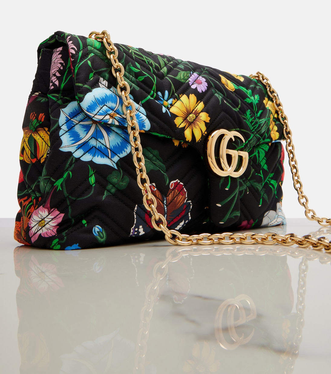 Bolso al hombro GG Marmont Medium floral | Gucci