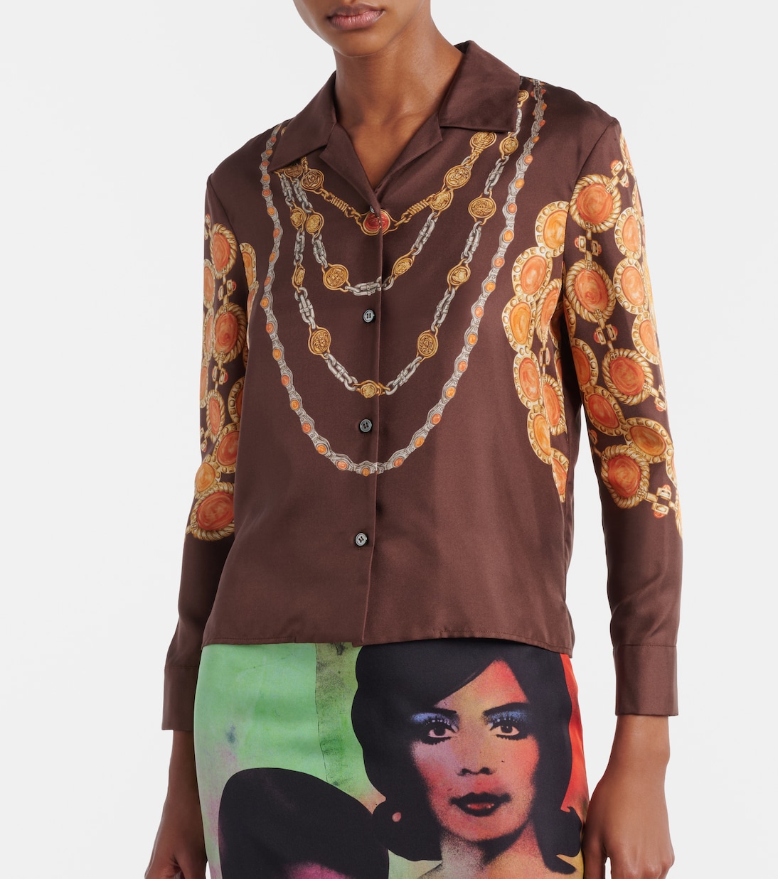 Camicia in twill di seta con stampa | Versace