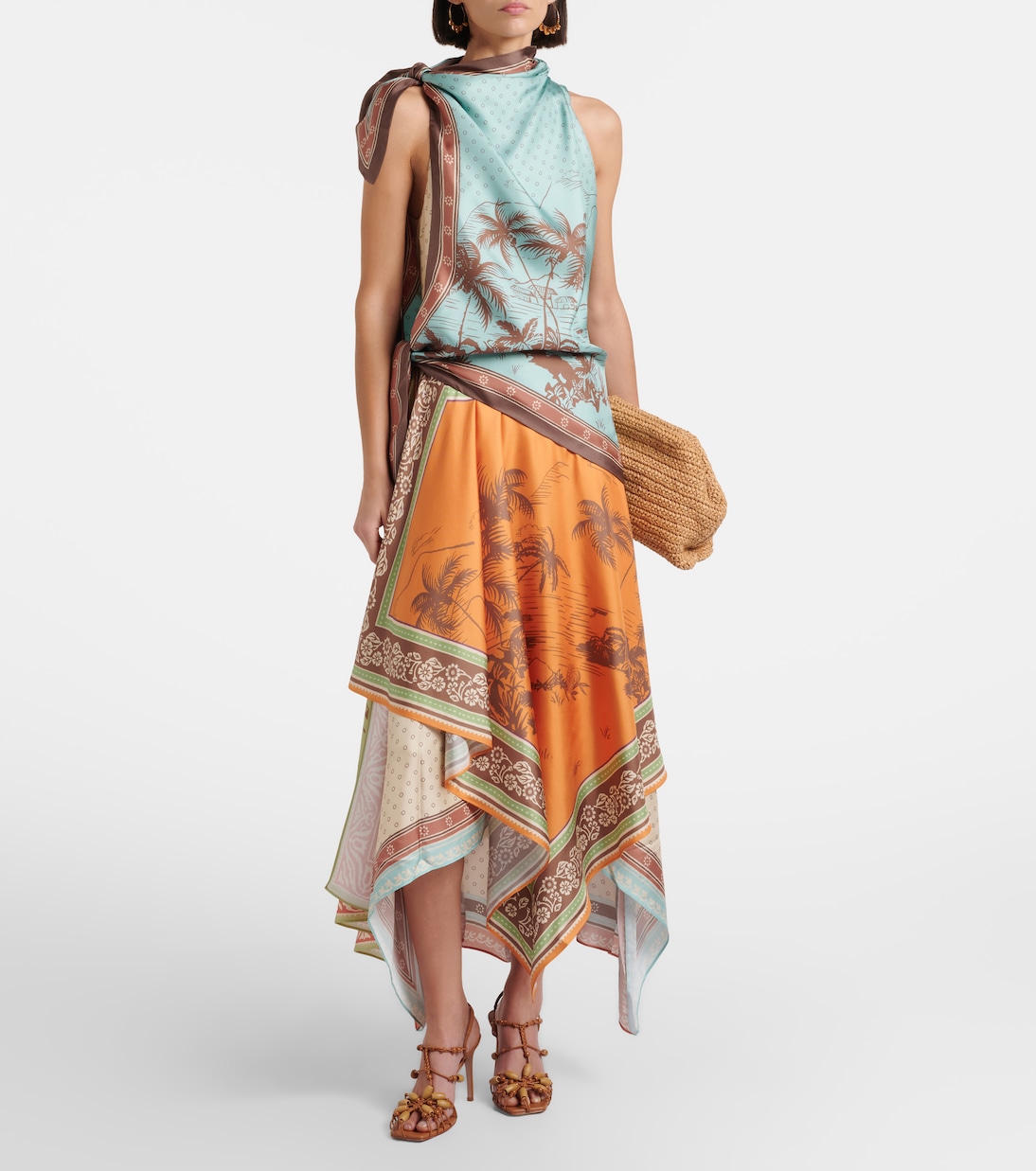 Alberta scarf-detail silk twill midi dress | Alémais