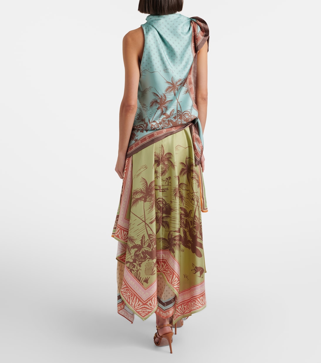 Alberta scarf-detail silk twill midi dress | Alémais