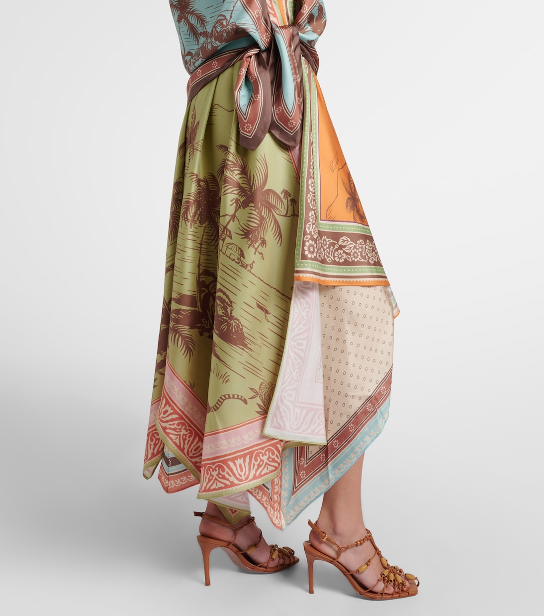 Alberta scarf-detail silk twill midi dress | Alémais