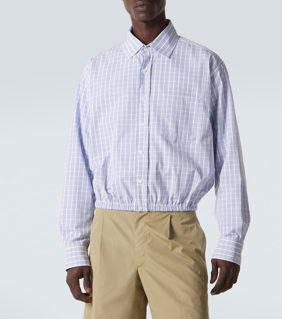 Checked gathered cotton shirt | Prada