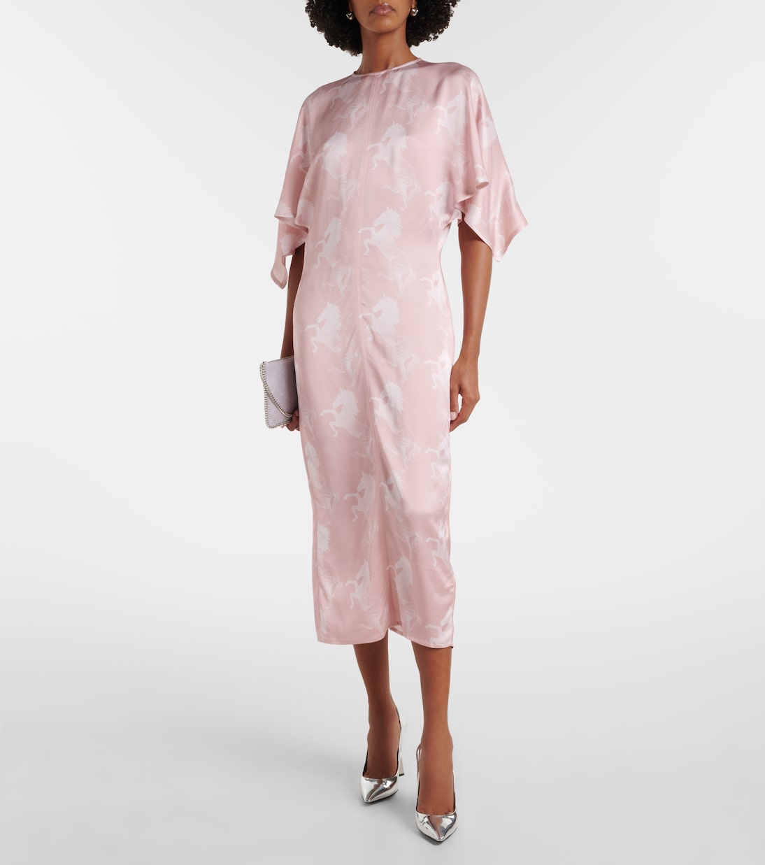 Bedrucktes Midikleid aus Satin | Stella McCartney