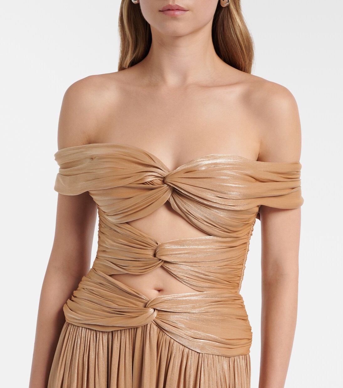 Cutout Lurex georgette gown | Costarellos