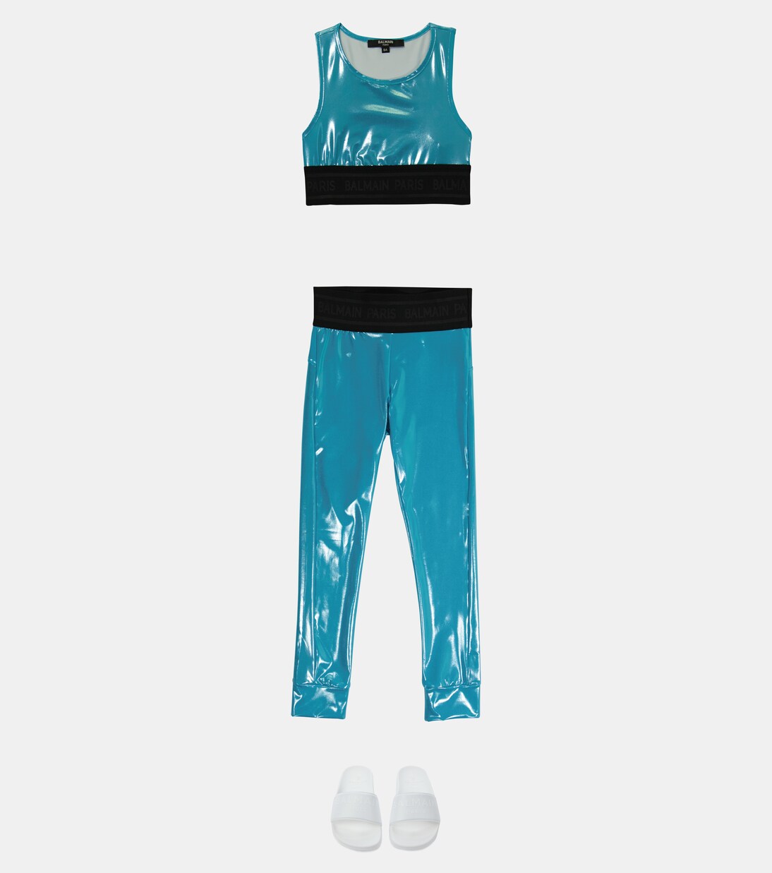 Metallic crop top | Balmain Kids