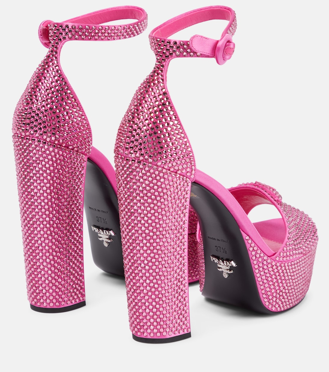 Verzierte Plateausandalen aus Satin | Prada