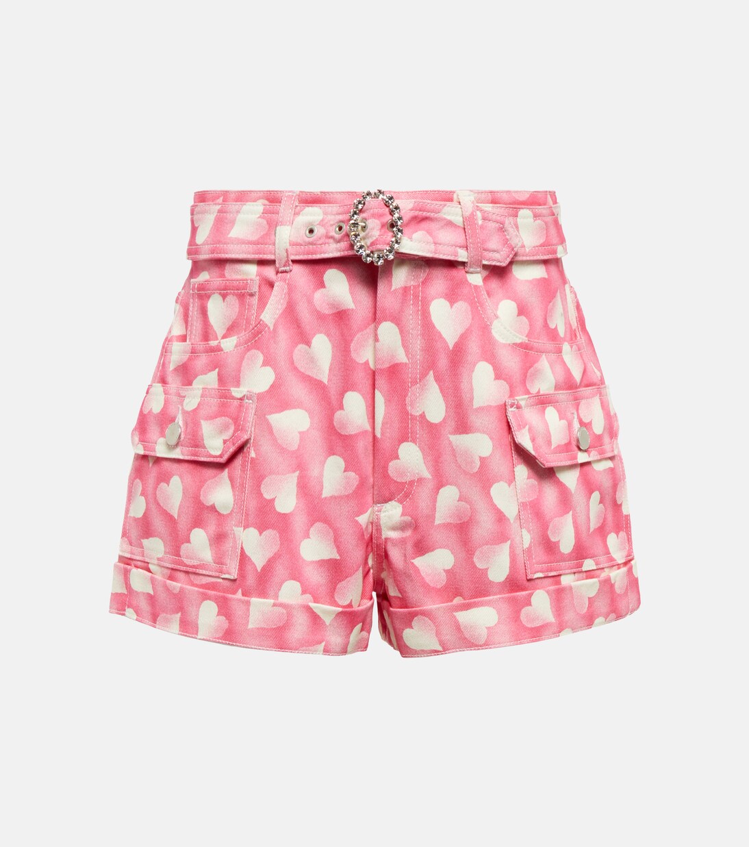Heart-print high-rise denim shorts | Alessandra Rich
