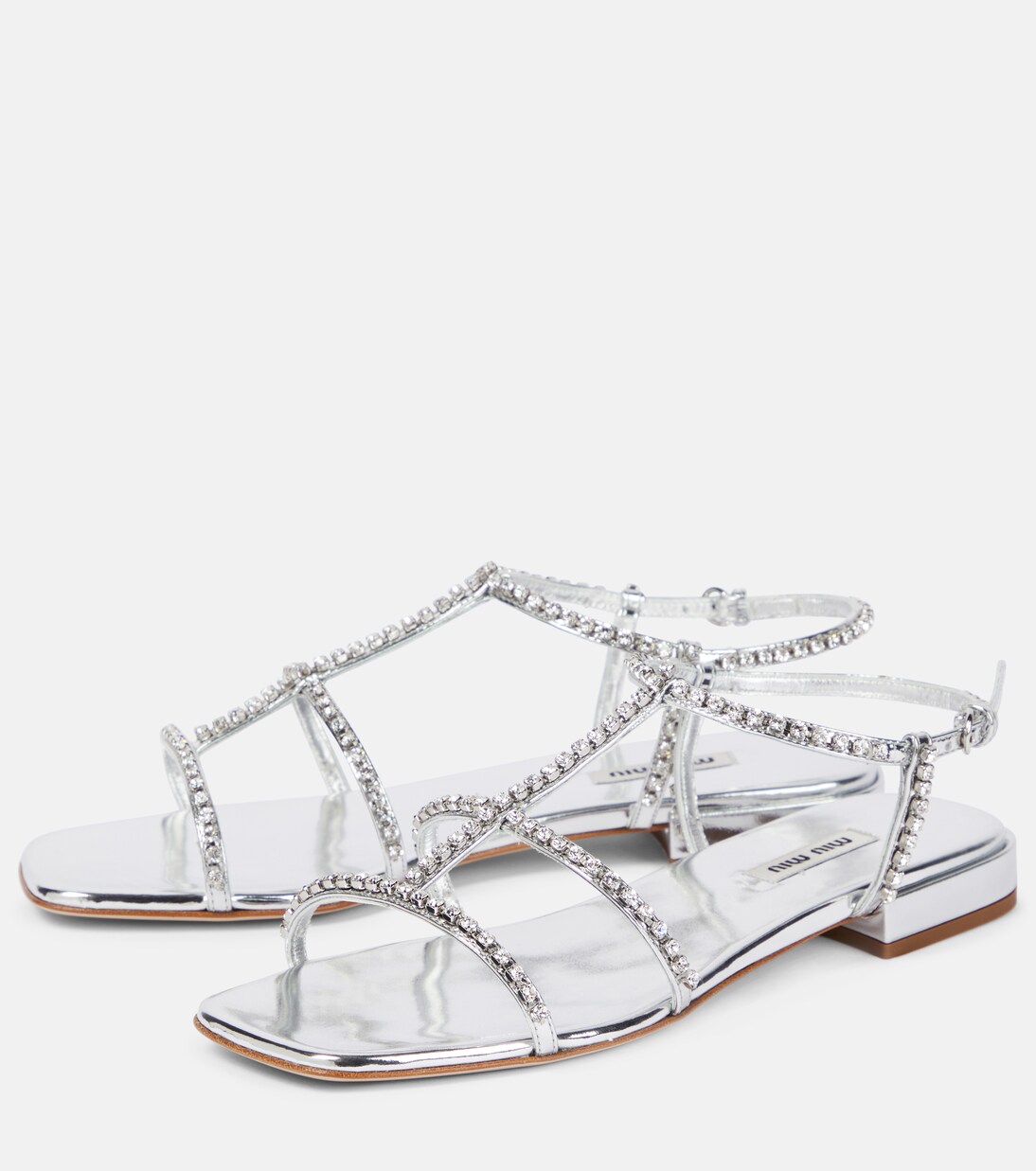 Embellished leather sandals | Miu Miu