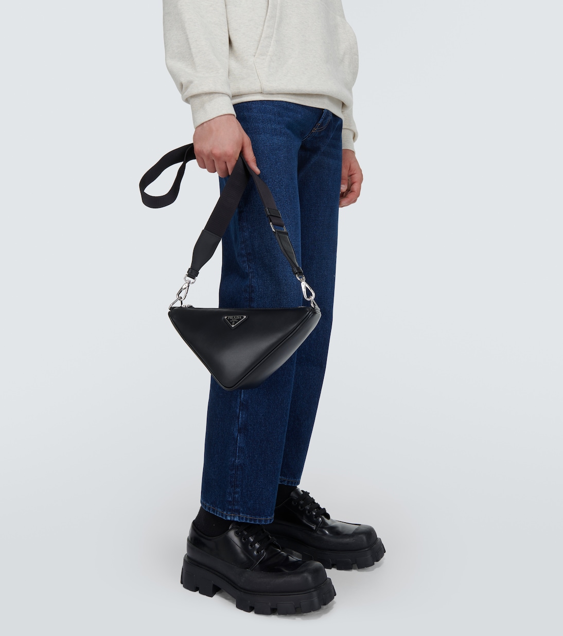 Triangle leather shoulder bag | Prada