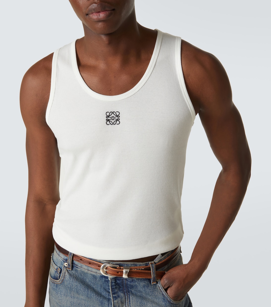 Anagram cotton-blend jersey tank top | Loewe