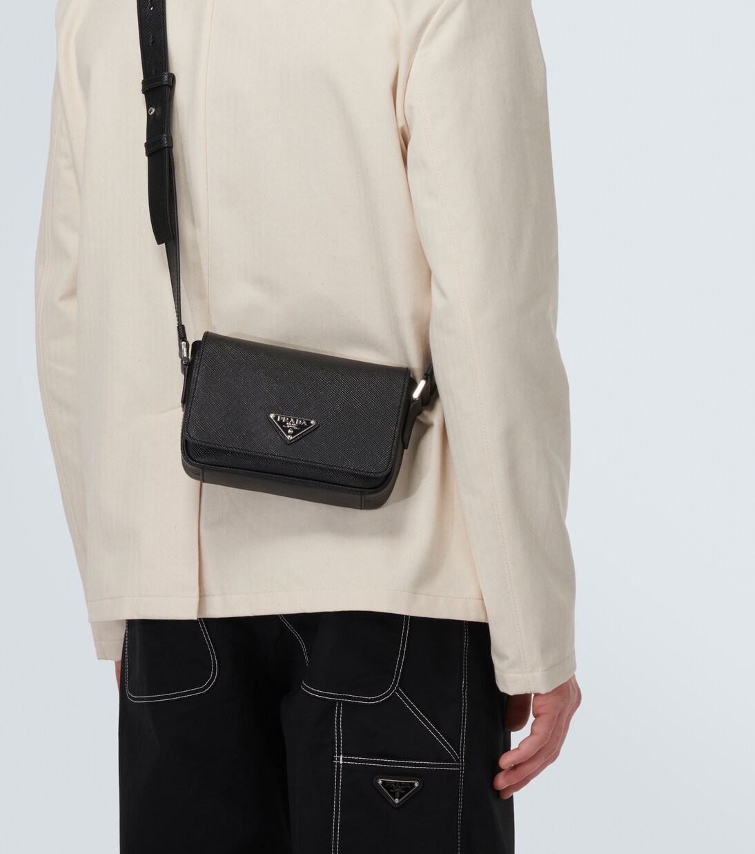 Logo saffiano leather shoulder bag | Prada