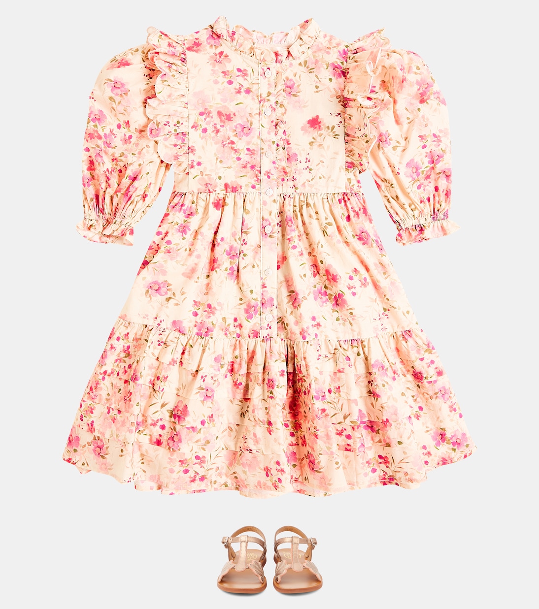 Ruffled floral cotton voile dress | Petite Amalie  