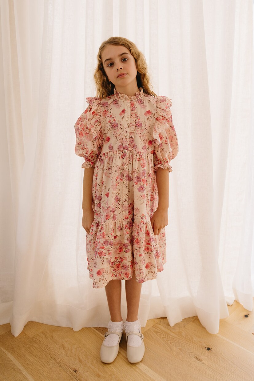 Ruffled floral cotton voile dress | Petite Amalie  