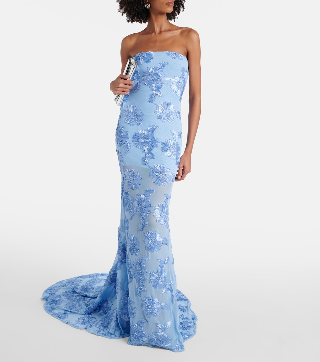 Alberty floral-appliqué mesh gown | Rotate