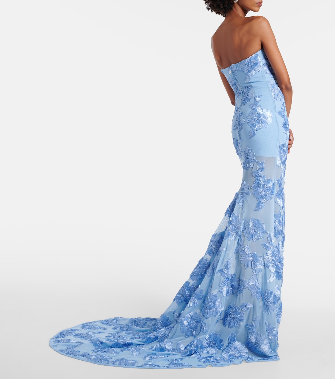 Alberty floral-appliqué mesh gown | Rotate