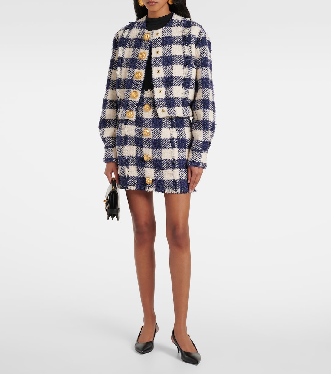 High-Rise-Minirock aus Tweed | Balmain