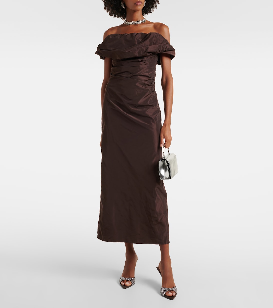 Robe longue Andrea à encolure bardot | Staud