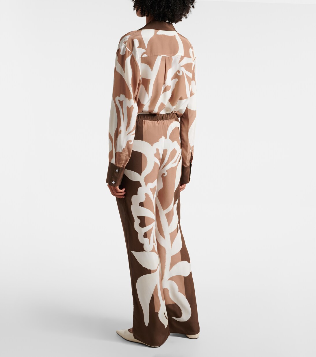 Pantalon ample Portia imprimé en satin de soie | SIR