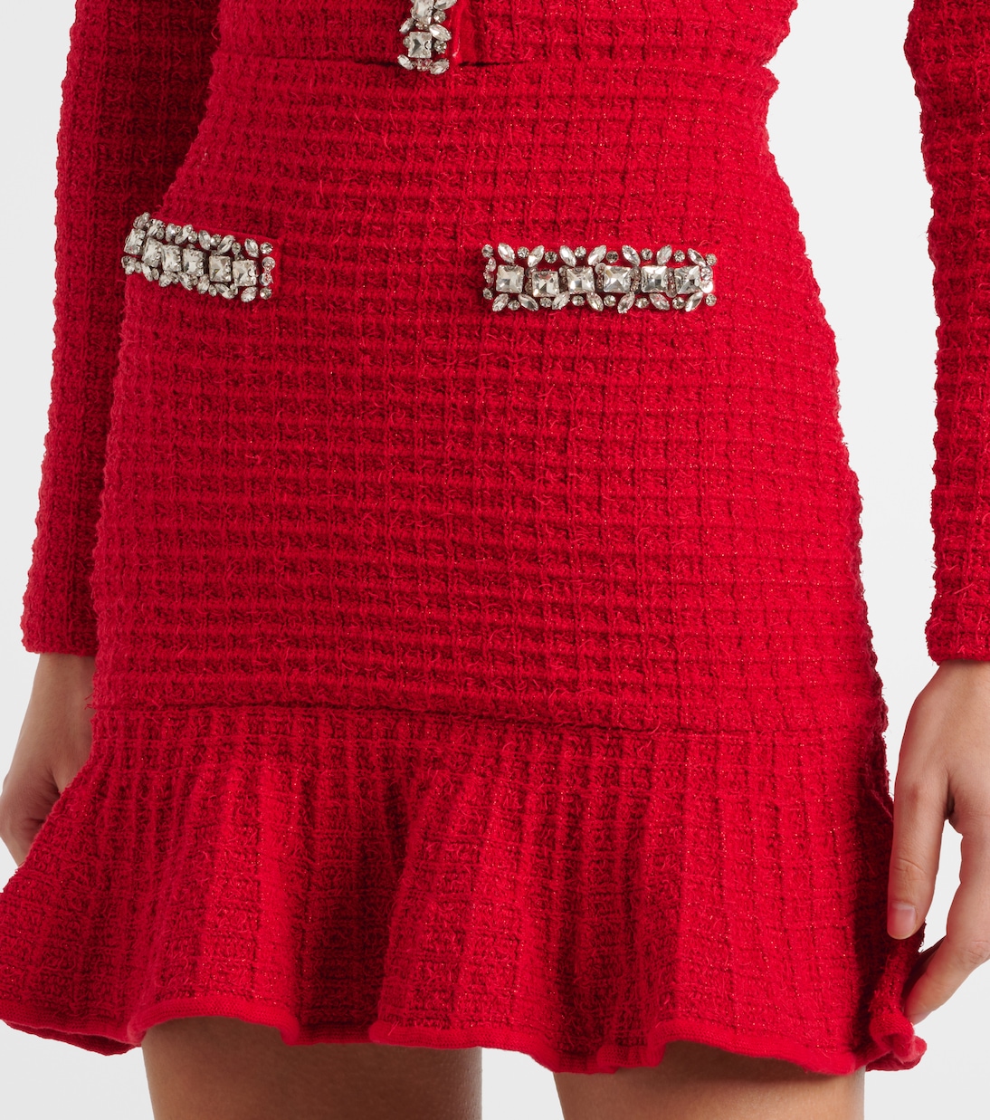 Minigonna in maglia con cristalli | Self-Portrait