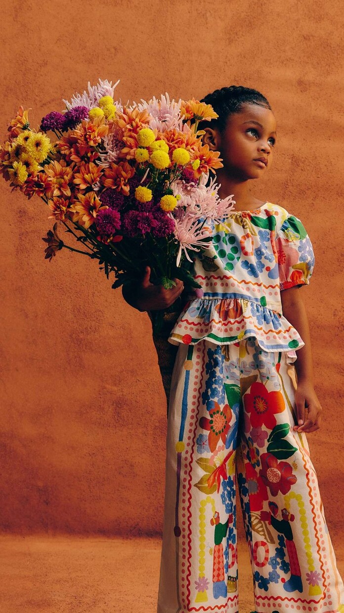 Recanto printed ruffled cotton top | Fábula