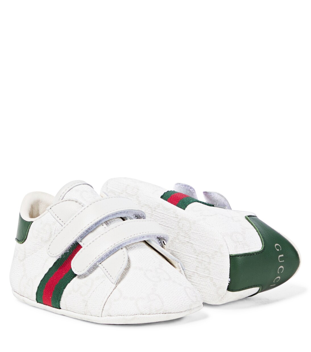 Baby leather-trimmed booties | Gucci Kids