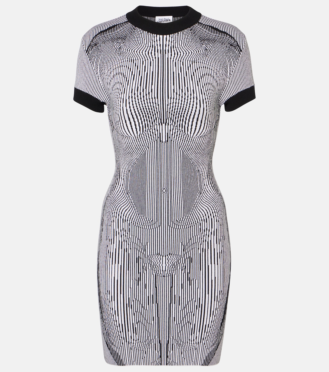 Morphing Pinstripe jacquard jersey minidress | Jean Paul Gaultier