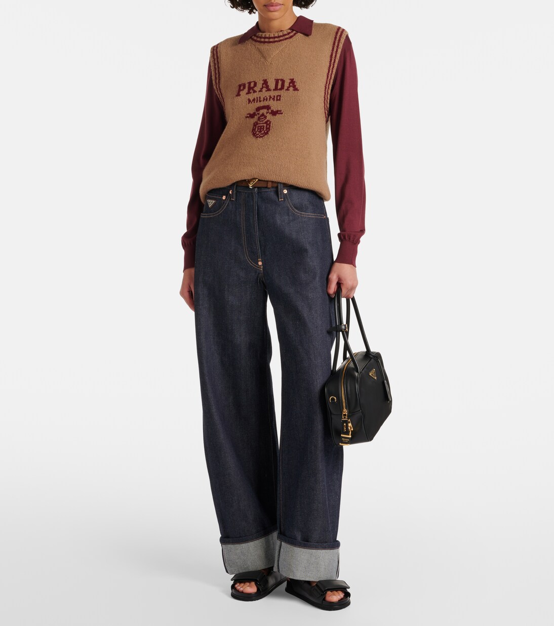 Logo leather sandals | Prada