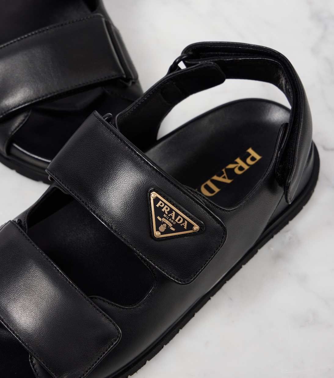 Logo leather sandals | Prada