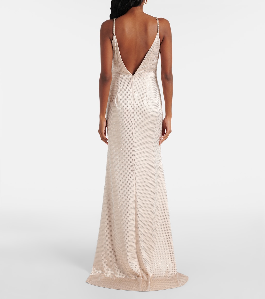 Abito lungo in raso con cristalli | Roland Mouret