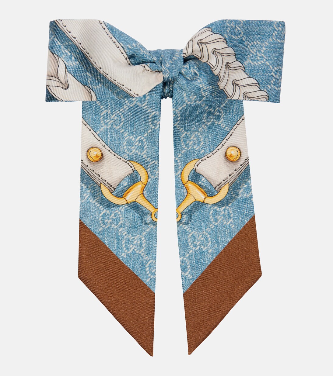 Scrunchie Horsebit in twill di seta con stampa | Gucci