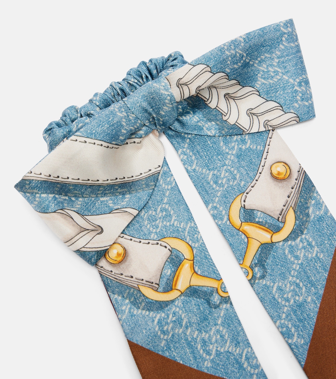 Scrunchie Horsebit in twill di seta con stampa | Gucci