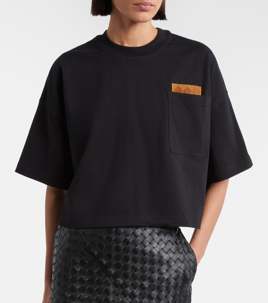 T-shirt cropped in jersey di cotone  | Bottega Veneta