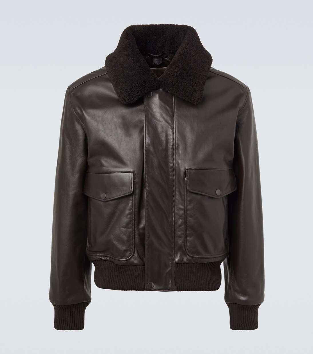 Shearling-trimmed leather blouson jacket | Lemaire