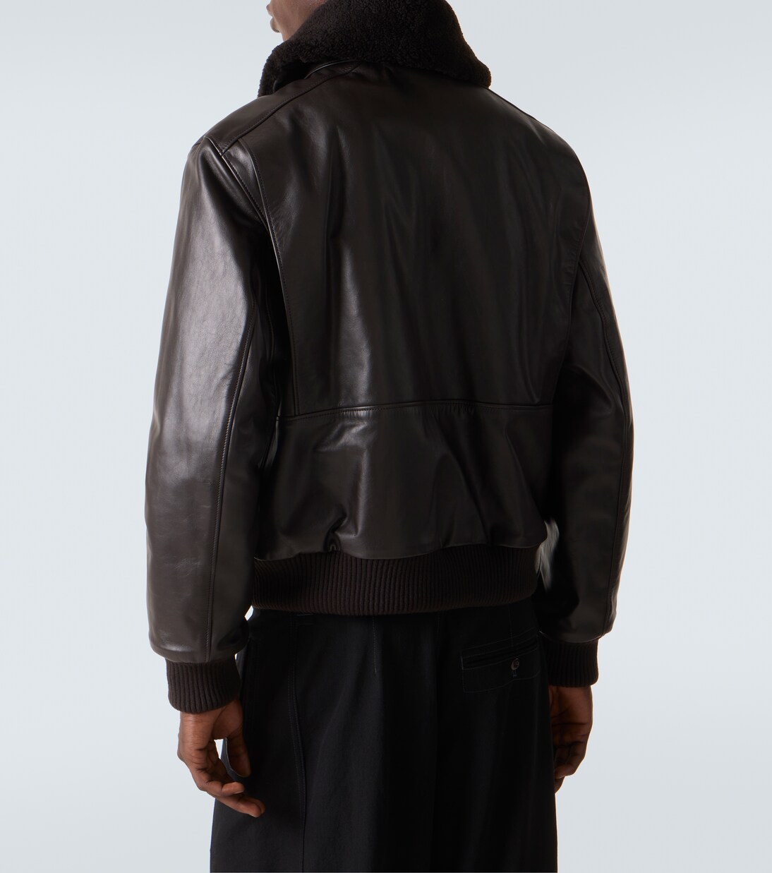 Shearling-trimmed leather blouson jacket | Lemaire
