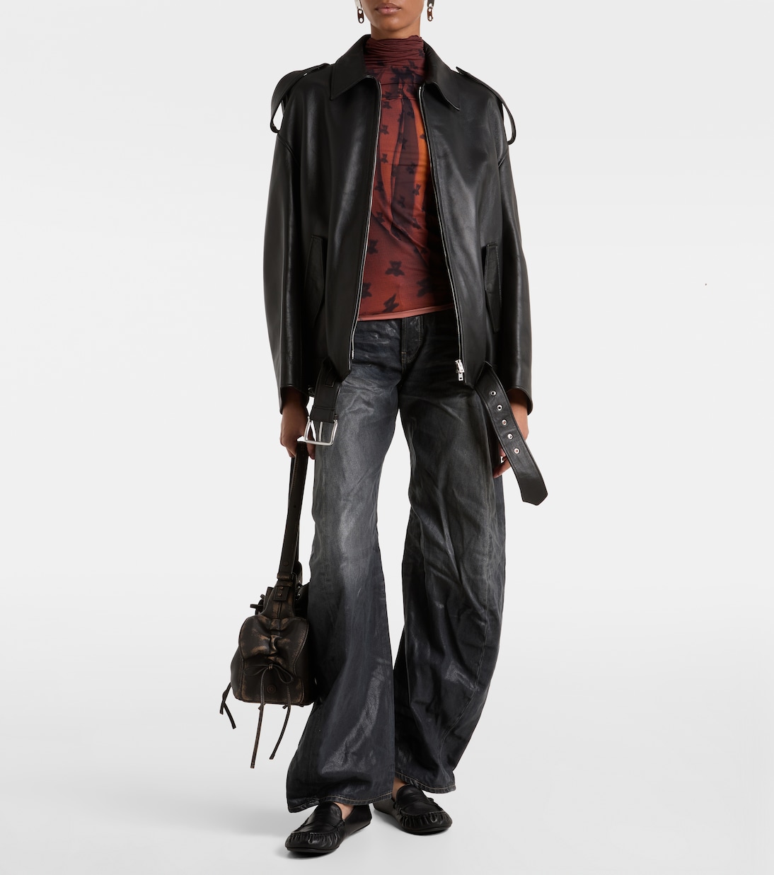 Chaqueta biker oversized de piel | Acne Studios