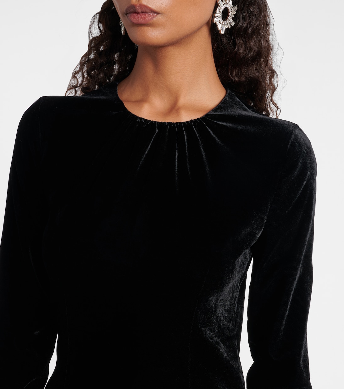 Ruched silk-trimmed asymmetric velvet gown | Alessandra Rich