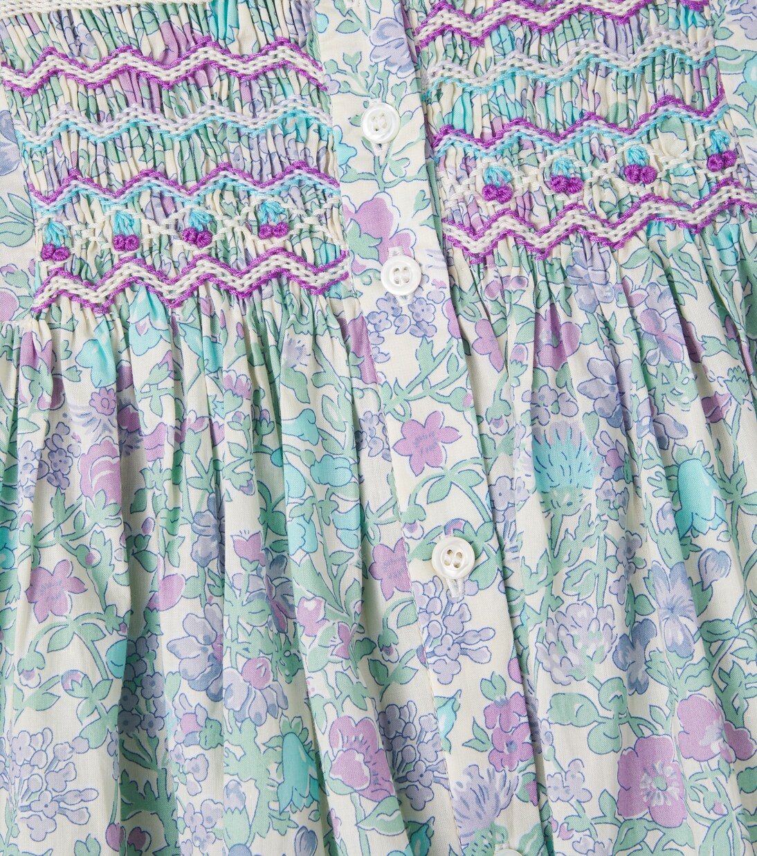 Passion floral smocked cotton dress | Bonpoint