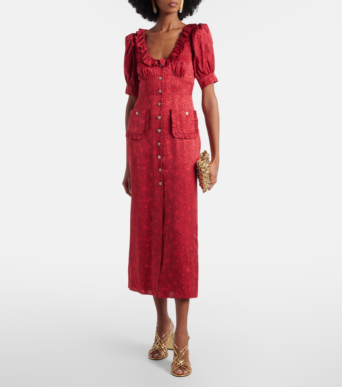 Midikleid aus Seiden-Jacquard | Alessandra Rich