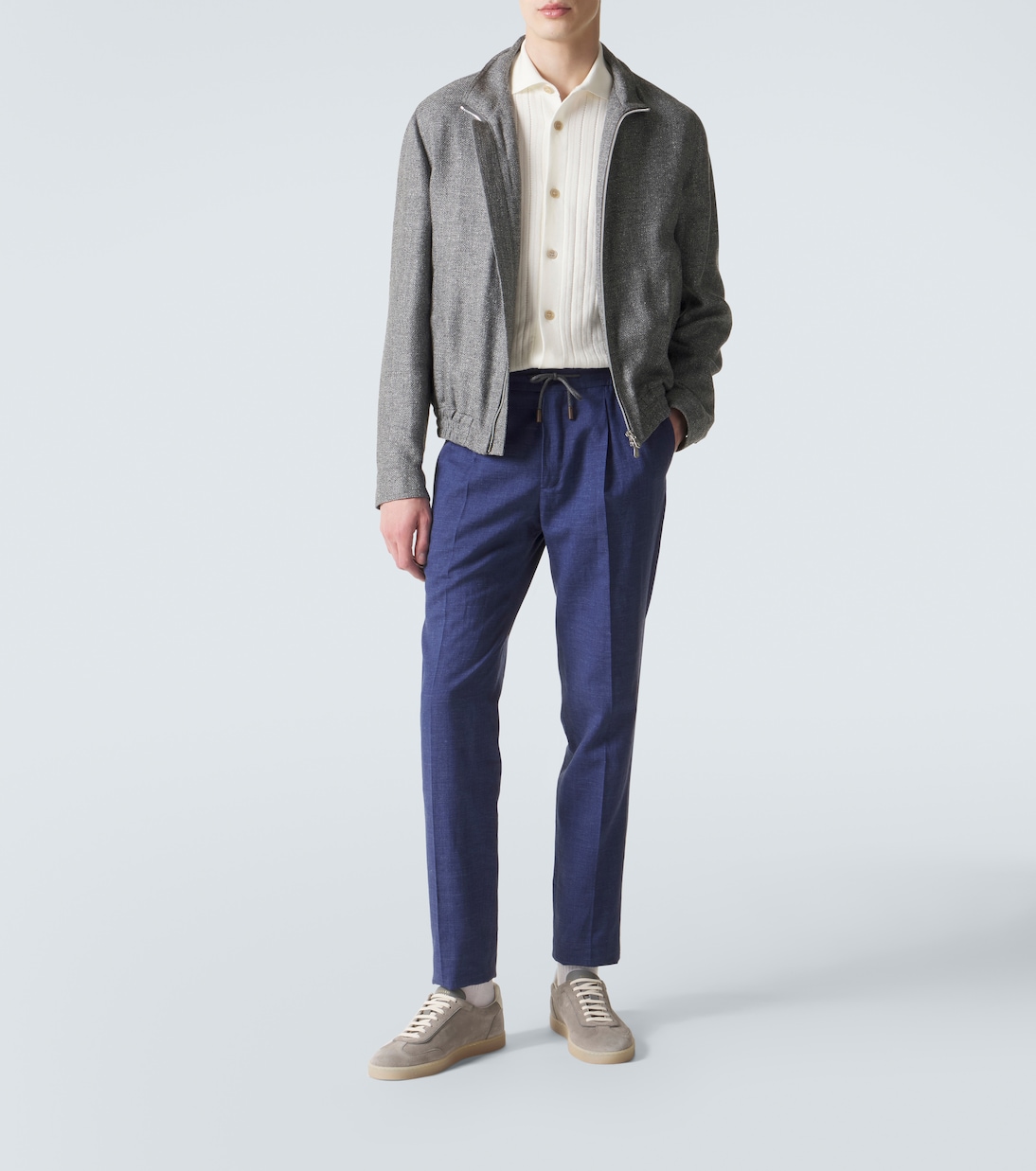 Linen, wool and silk tapered pants | Slowear