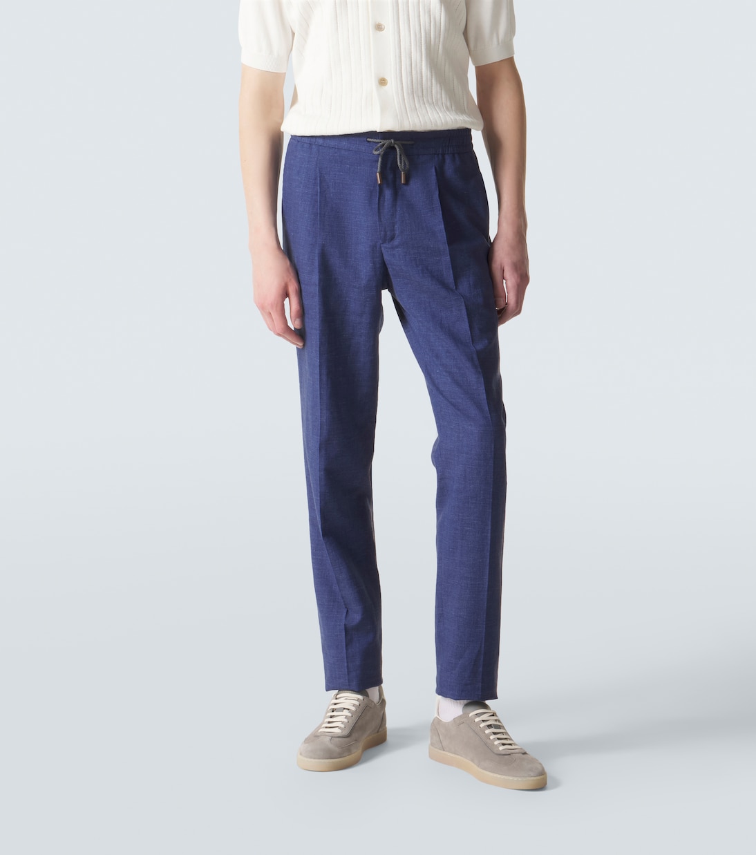 Linen, wool and silk tapered pants | Slowear
